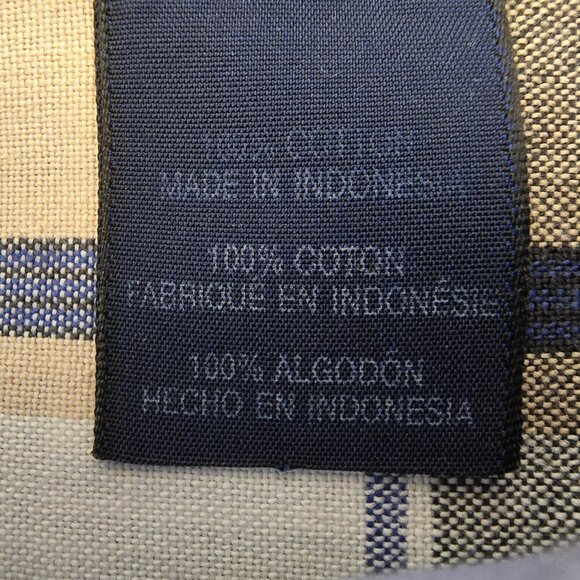 CHAPS BY RALPH LAUREN SHORT SLEEVE BUTTON DOWN ORANGE AND BLUE PLAID LARGE - Picture 7 of 7